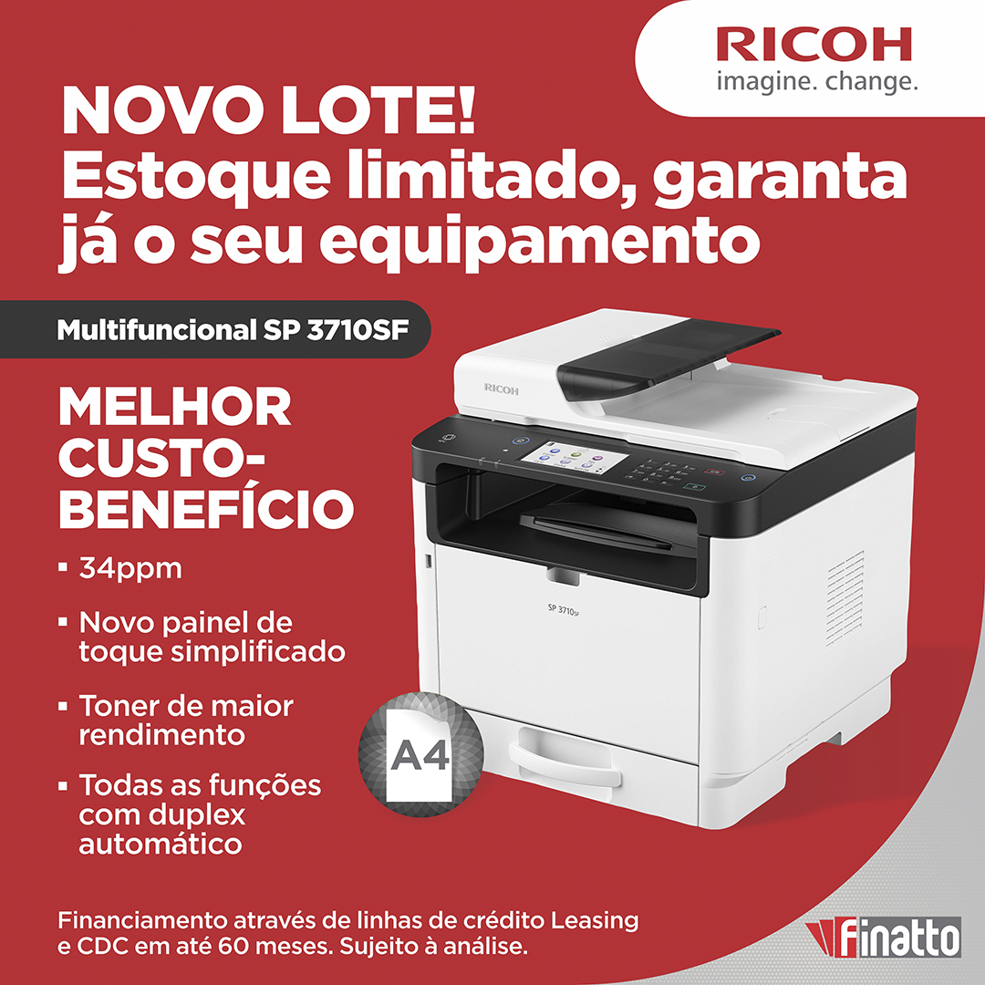 NOVO LOTE!! Multifuncional Ricoh SP 3710SF