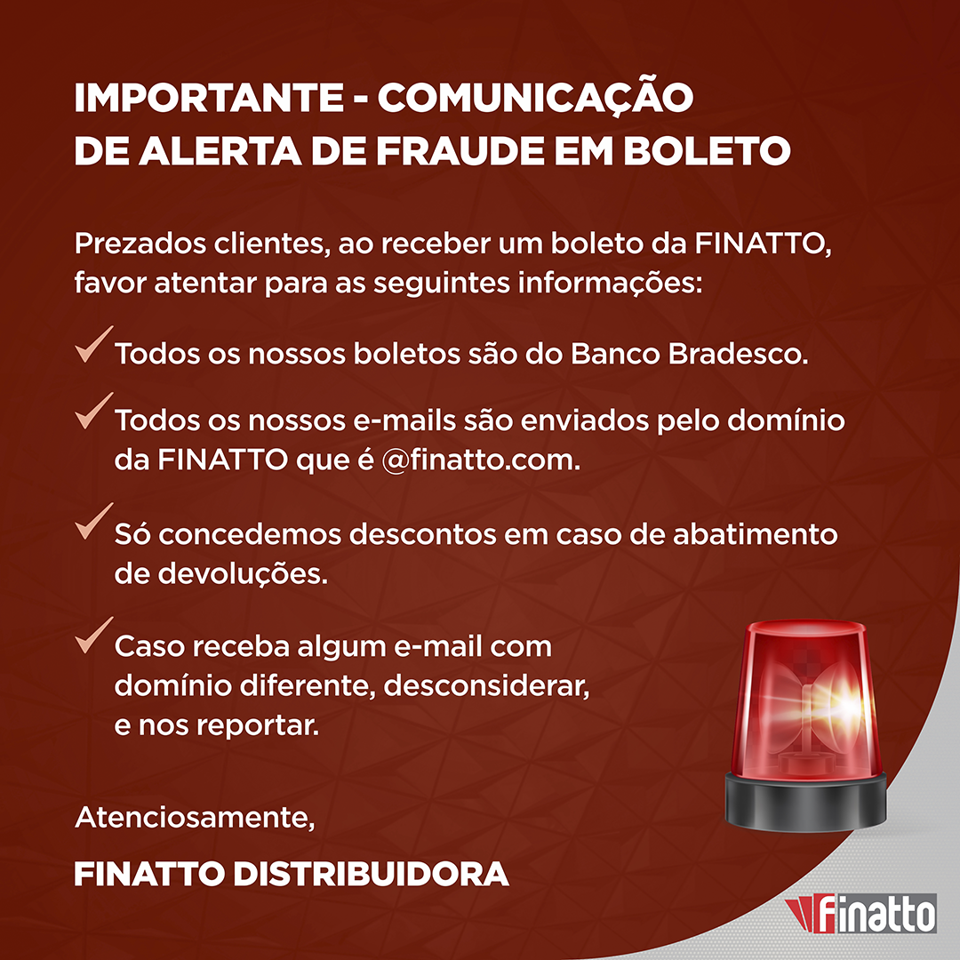 IMPORTANTE - COMUNICAÇÃO DE ALERTA DE FRAUDE EM BOLETOS